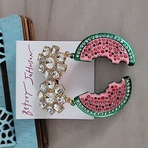 Crystal Flower and Watermelon Earrings